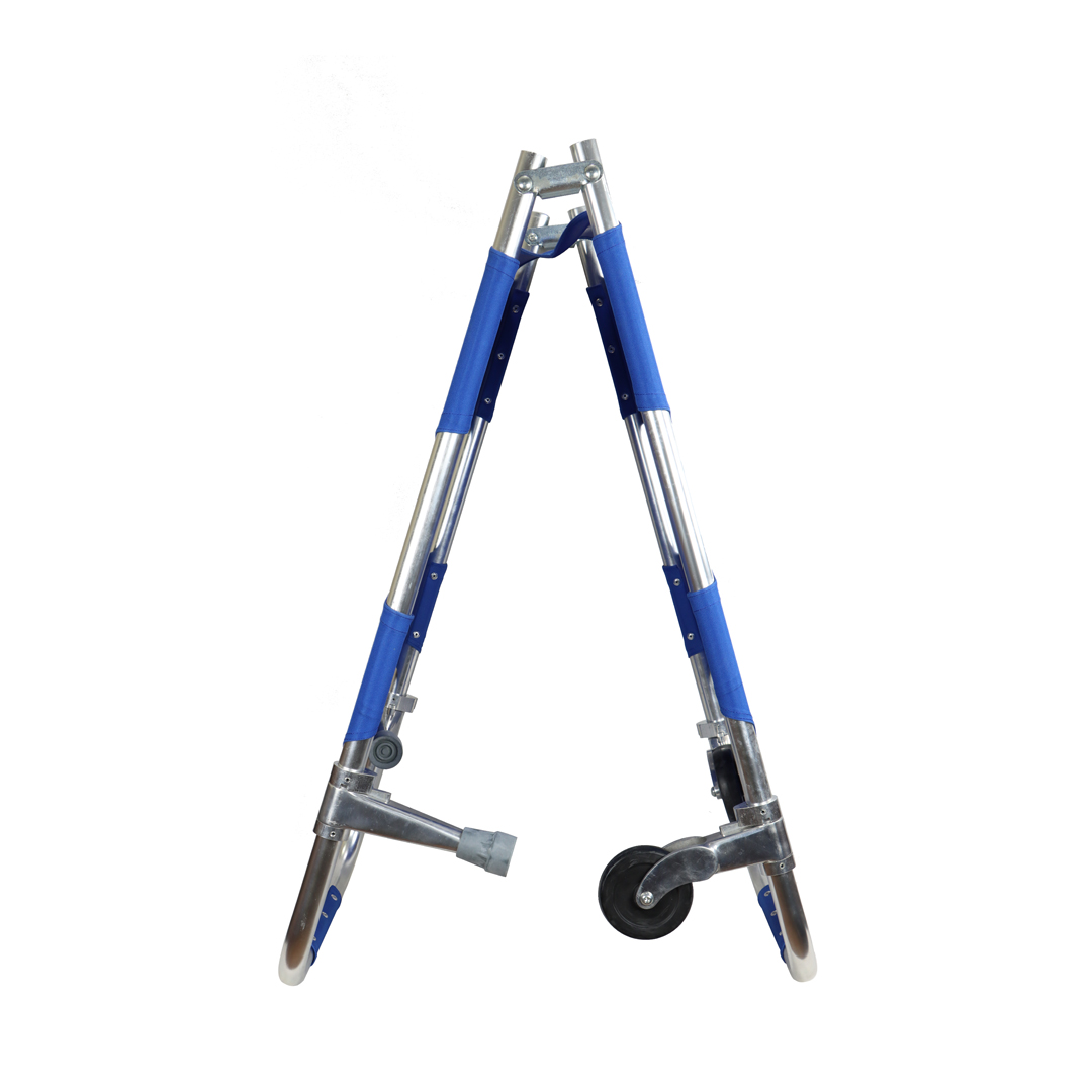 Aluminium Stretcher _ Blue Colour _ Wheels in the front _ Handle in the end _ Foldable 3